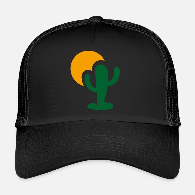 Sonnen Kaktus Design - Trucker Cap - Schwarz/Schwarz
