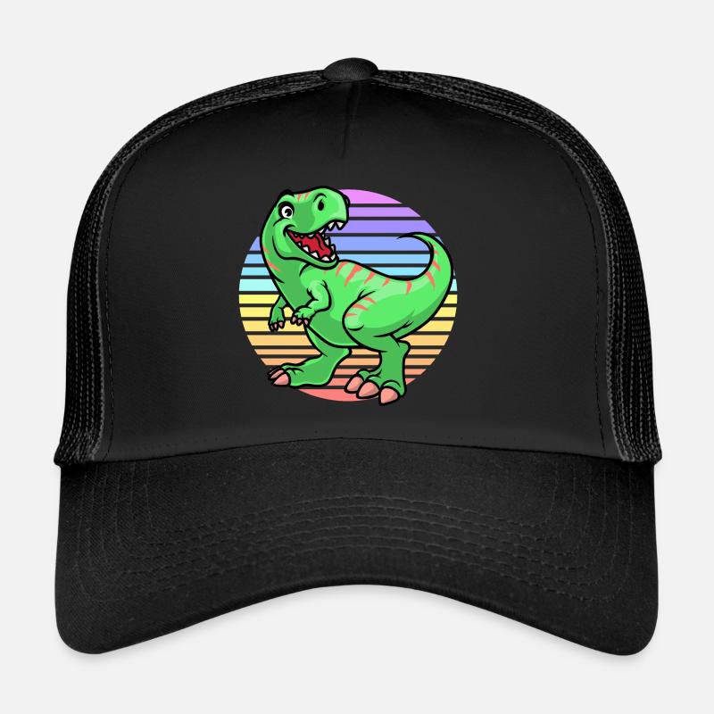 Dinosaurier Sonnenuntergang - Trucker Cap - Schwarz/Schwarz