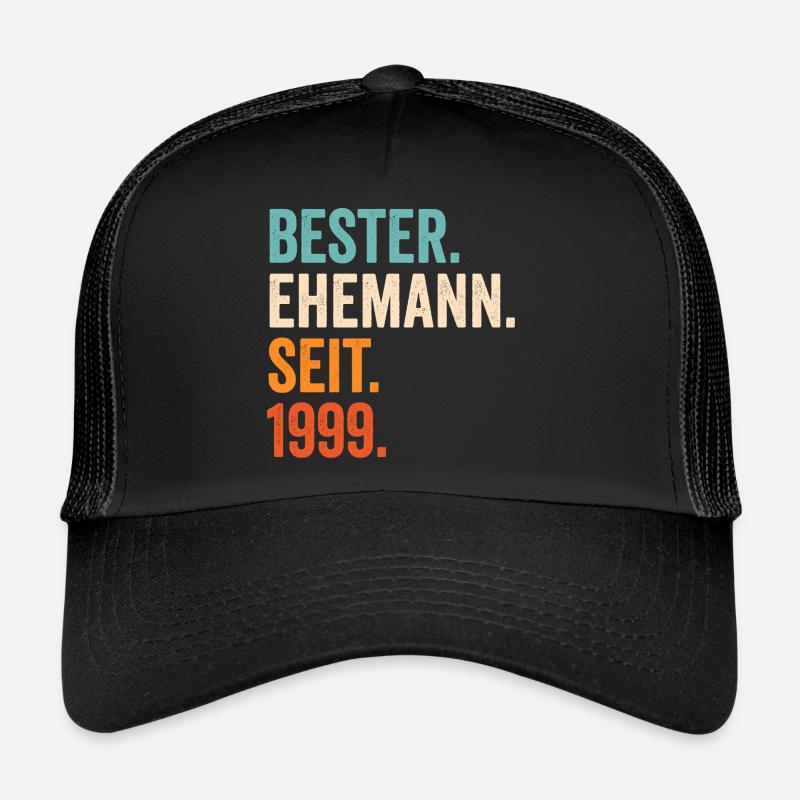 Bester Ehemann Seit 1999 22. Hochzeitstag 22 Jahre - Trucker Cap - Schwarz/Schwarz