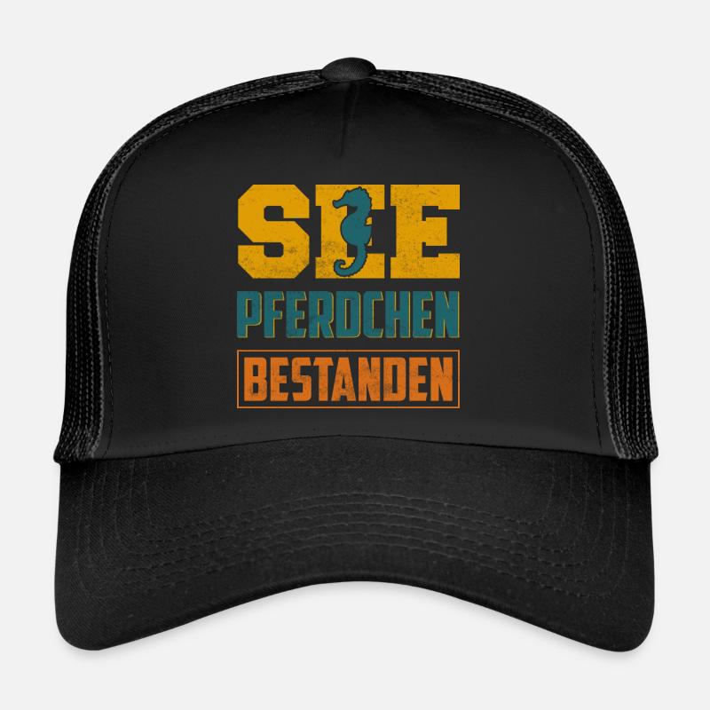 Seepferdchen Bestanden Schwimmabzeichen - Trucker Cap - Schwarz/Schwarz
