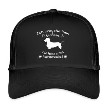 Rauhaardackel - Rauhaardackel Hund - Trucker Cap - Schwarz/Schwarz - Vorne