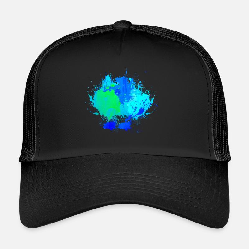Blauer Farbfleck Hintergrund Deko - Trucker Cap - Schwarz/Schwarz