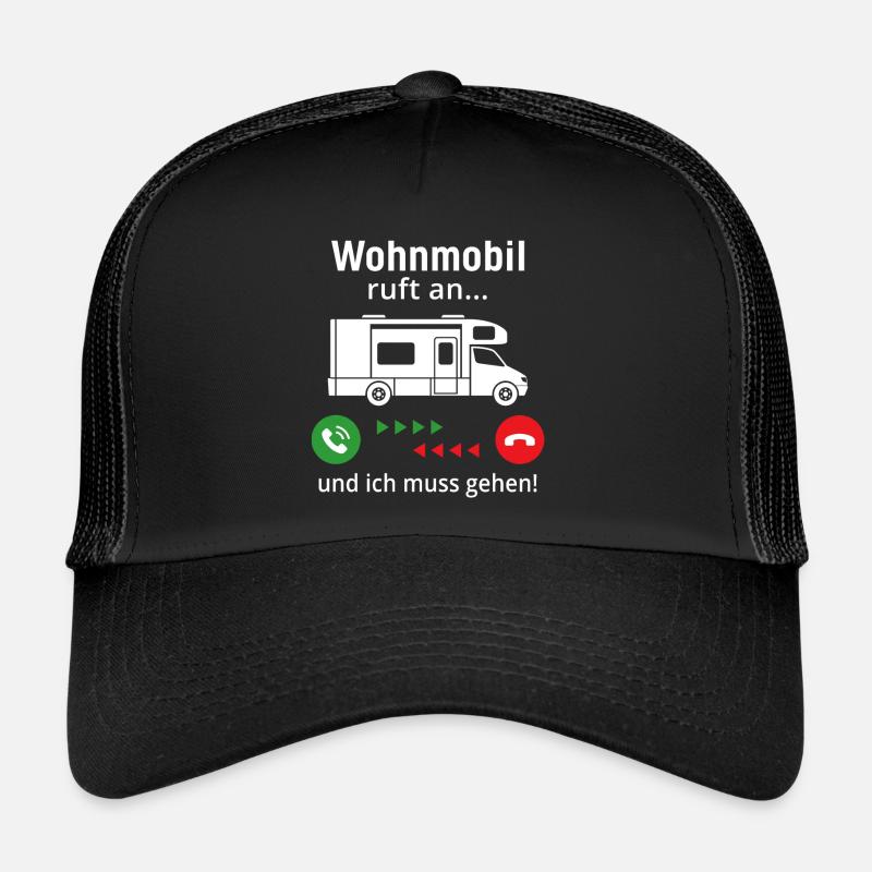 wohnmobil ruft an und ich muss gehen - Trucker Cap - Schwarz/Schwarz