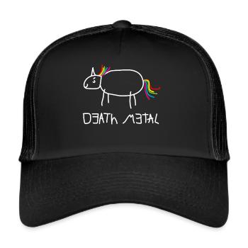 Death Metal Einhorn - Trucker Cap - Schwarz/Schwarz - Vorne