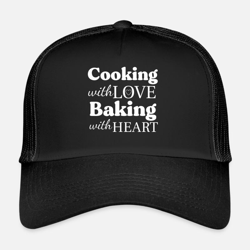 Cooking with Love Baking with Heart - Casquette trucker  - noir/noir