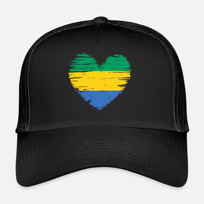 Drapeau drapeau drapeau gabonais - Casquette trucker  - noir/noir