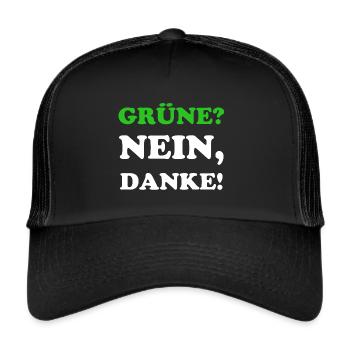 Grüne Nein Danke Wahlen Politik Geschenk - Trucker Cap - Schwarz/Schwarz - Vorne