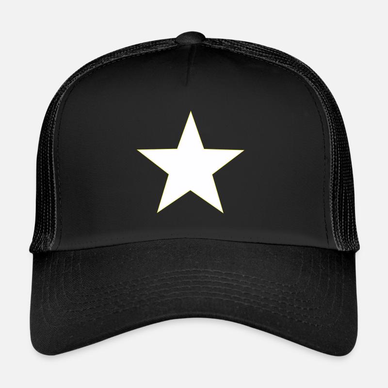 Stern weiß gelb, white yellow star - Trucker Cap - Schwarz/Schwarz