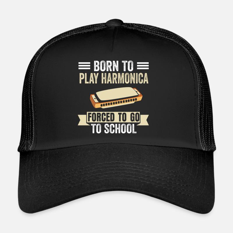 Harmonica musicien Blues Jazz Harmonica - Casquette trucker  - noir/noir