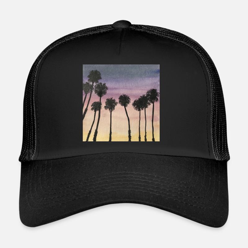 Palm trees at sunrise sunset Trucker Cap