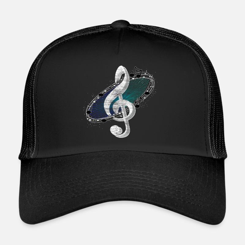 Notenschlüssel Melodie Chor Geschenkidee - Trucker Cap - Schwarz/Schwarz