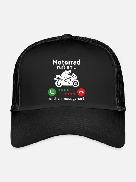 Motorrad ruft an... und ich muss gehen! - Trucker Cap - Schwarz/Schwarz - Vorne