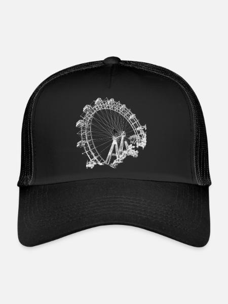 La grande roue de Vienne au Prater, emblème de Vienne - Casquette trucker  - noir/noir - Devant