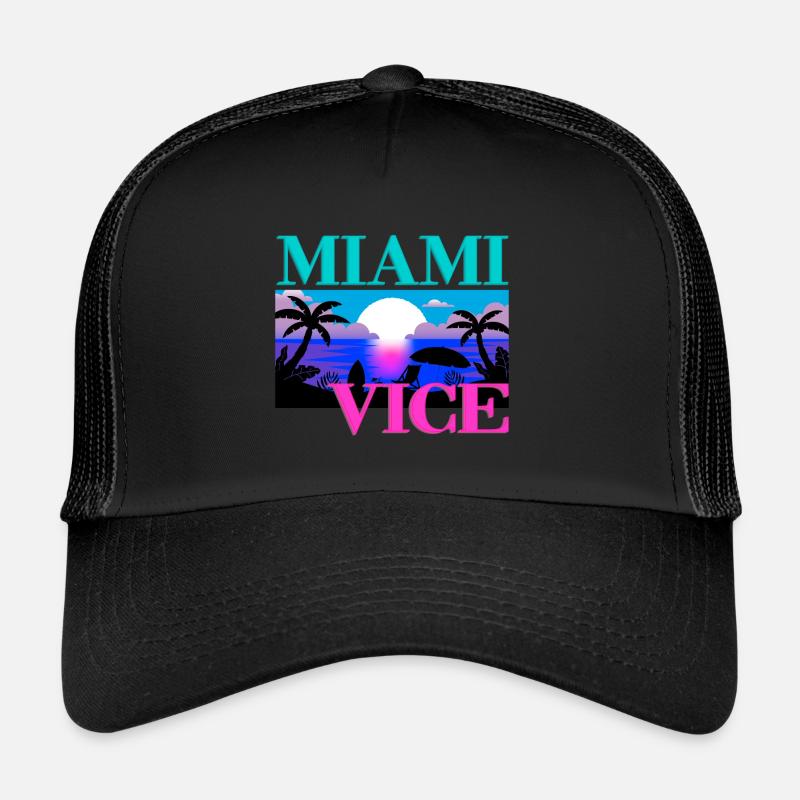 Miami Vice USA Florida Holiday Gift Idea - Trucker Cap - black/black