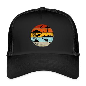 Geige, Geige und Noten - Trucker Cap - Schwarz/Schwarz - Vorne