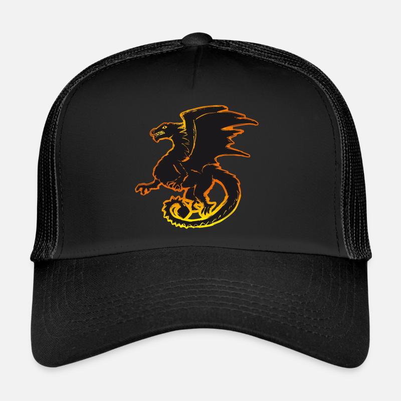 Drache, Drachen, dragon, draco, Feuer, fire - Trucker Cap - Schwarz/Schwarz