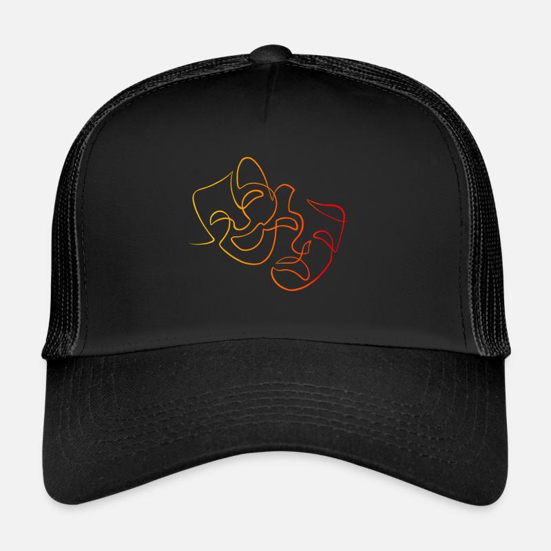 Linework Theater Masken - Trucker Cap - Schwarz/Schwarz