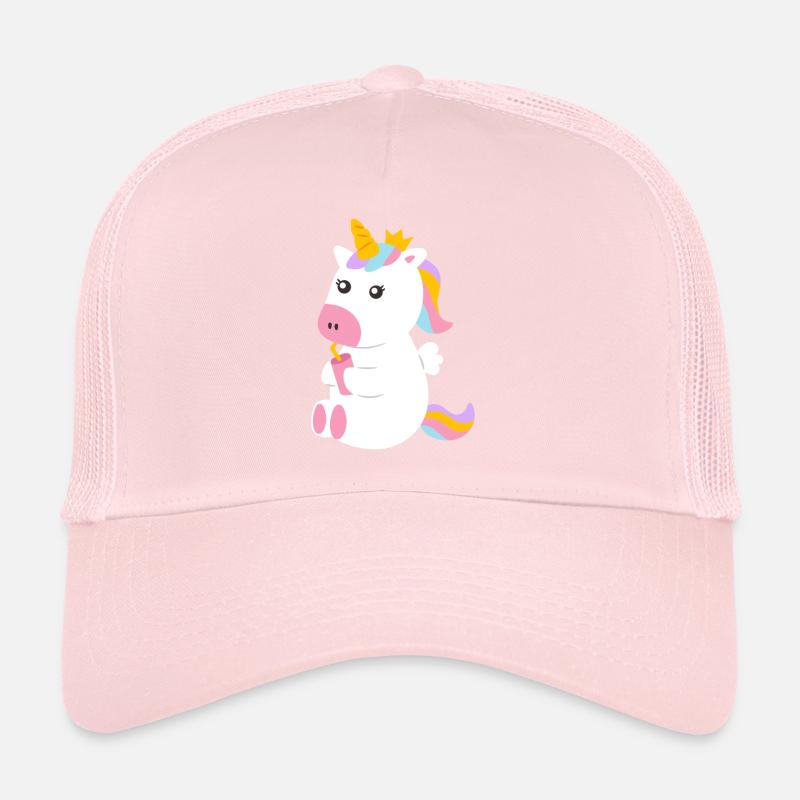 Sweet seated unicorn with drink Trucker Cap