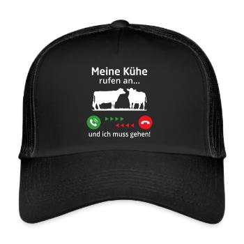 meine Kühe rufen an und ich muss gehen - Trucker Cap - Schwarz/Schwarz - Vorne