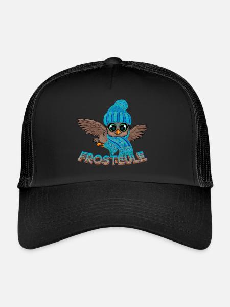 Frosteule Eule Frostbeule Herbst Winter - Trucker Cap - Schwarz/Schwarz
