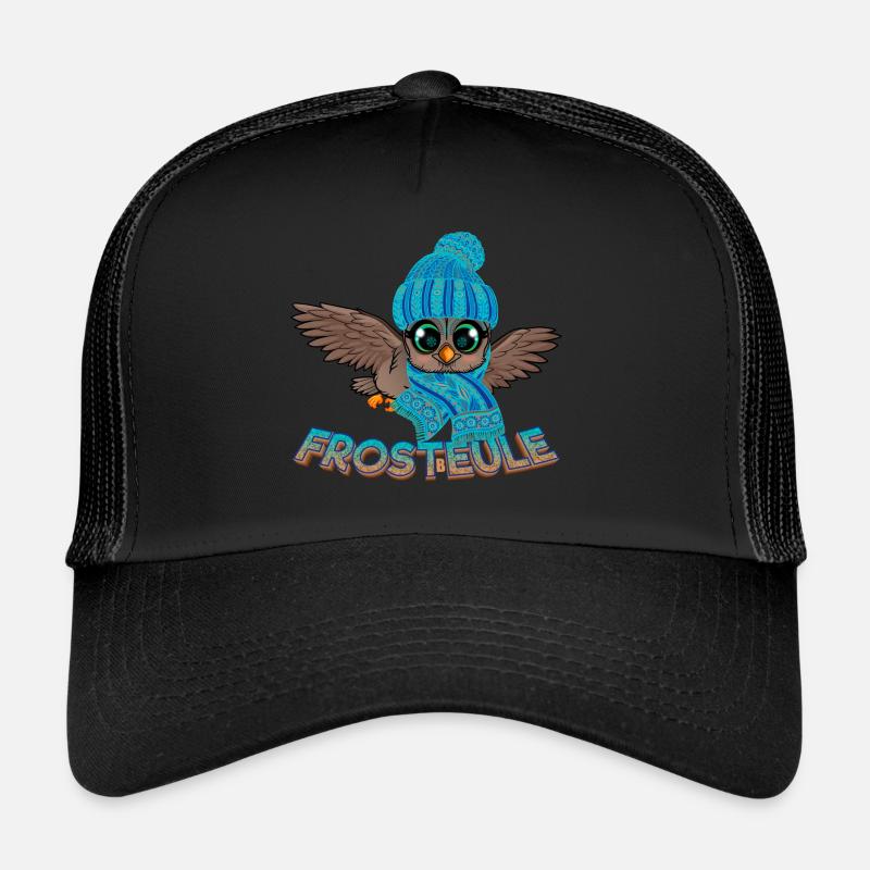 Frosteule Eule Frostbeule Herbst Winter - Trucker Cap - Schwarz/Schwarz