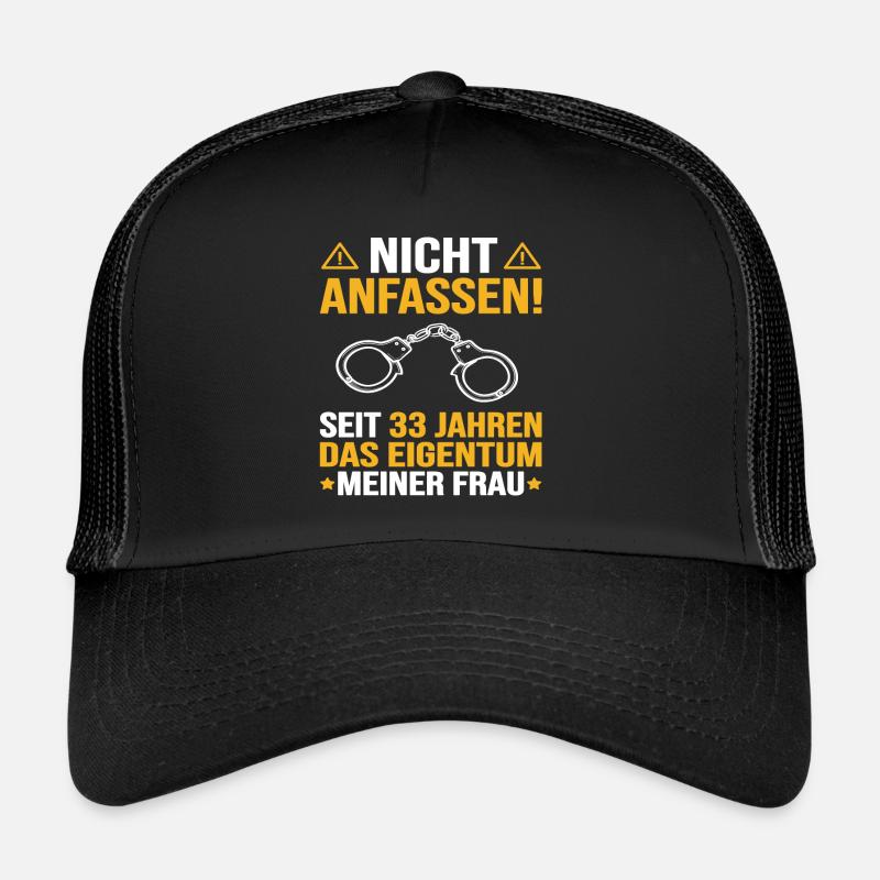 Zinnhochzeit 33 Hochzeitstag Geschenk - Trucker Cap - Schwarz/Schwarz