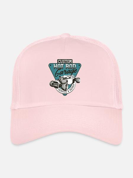 Hot Rod - Voitures de course classiques - sombre - Casquette trucker  - rose pâle - Devant