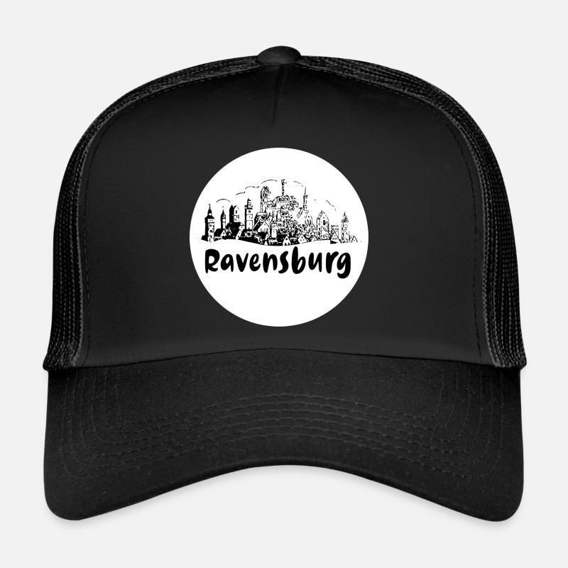 ravensburg, skyline, cercle, coupe de ciseaux, blanc Casquette trucker 
