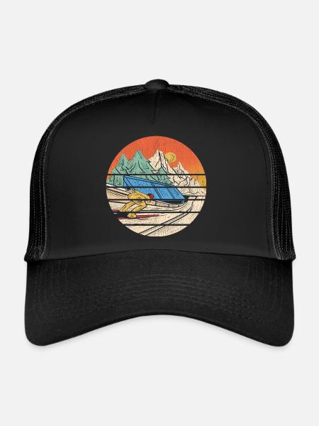 Ski Jumper Figure Ski Jumping Gift Ski Flying - Trucker Cap - black/black - Front