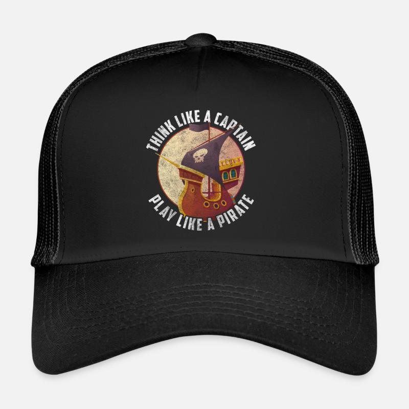 Piratenschiff Schatzsuche Augenklappe Schiff - Trucker Cap - Schwarz/Schwarz
