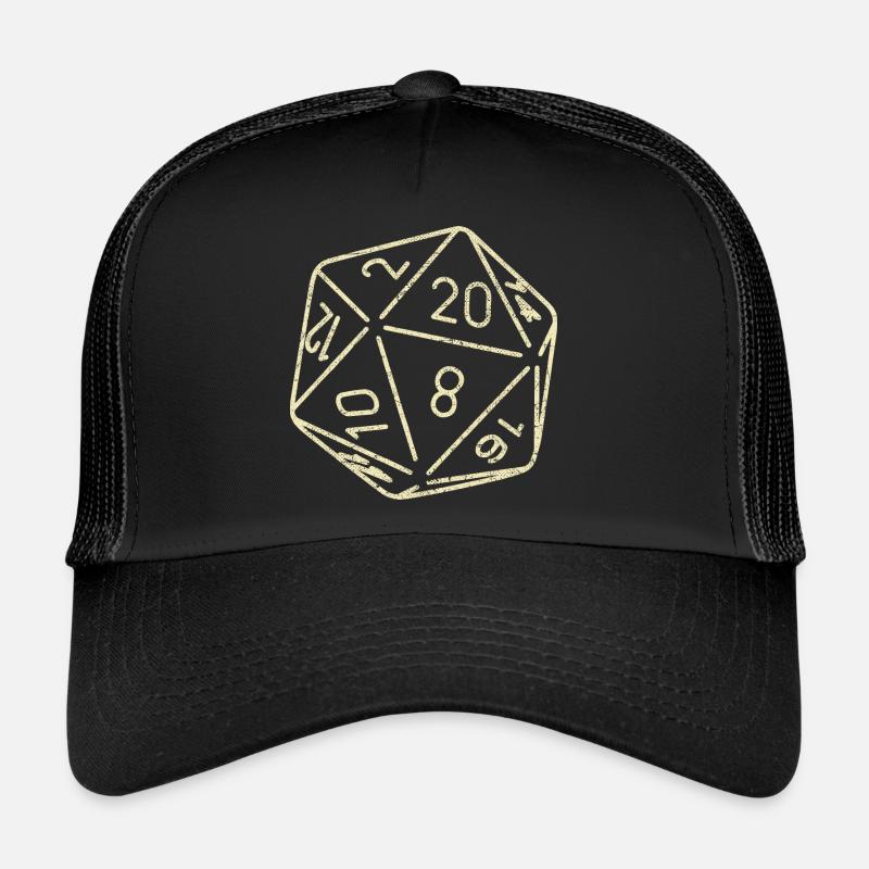 Dice Board Game 20 Sides Dungeons RPG Dragon - Trucker Cap - black/black