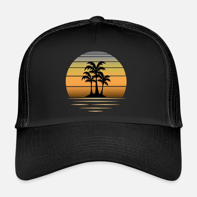 Rêves de vacances: soleil palmiers plage de sable Casquette trucker 