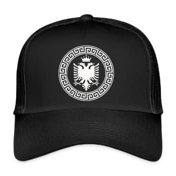 Albanischer Doppeladler für Patriot National von - Trucker Cap - Schwarz/Schwarz - Vorne