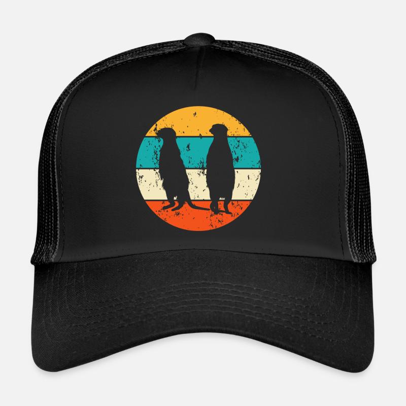 Vintage Retro Erdmännchen - Trucker Cap - Schwarz/Schwarz