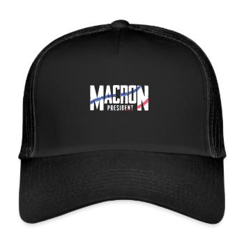 MACRON Président 2022 - 2027 - Casquette trucker  - noir/noir - Devant
