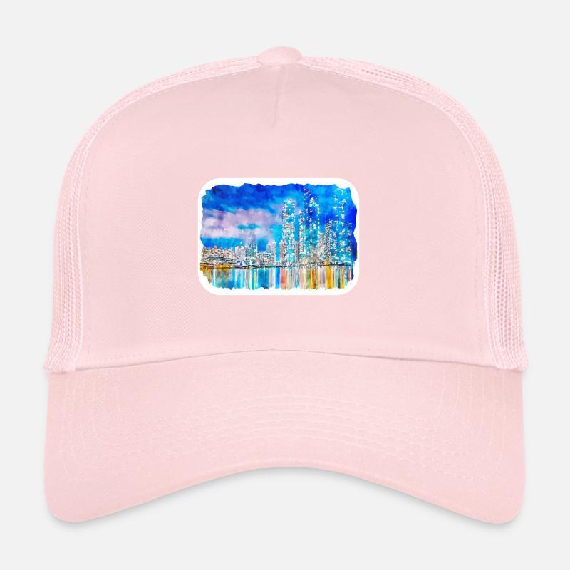 Corée du Sud Point de repère Aquarelle Dessin d’esquisse Casquette trucker 