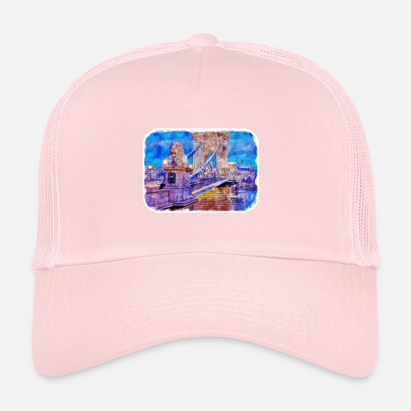 Budapest Hongrie Aquarelle Sketch Illustration Casquette trucker 