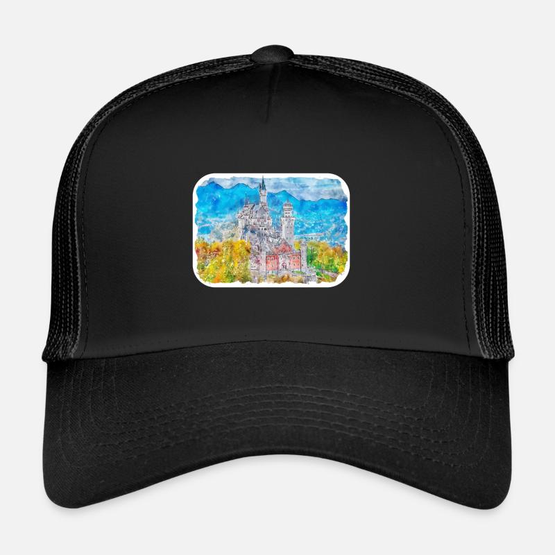 Allemagne Aquarelle Esquisse Dessinée à la main Illustration Casquette trucker 