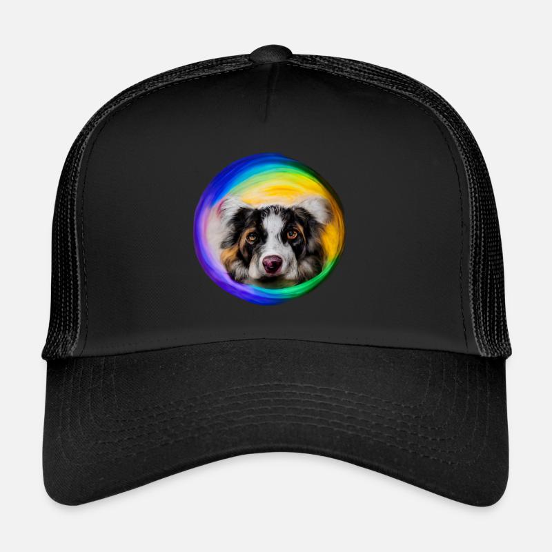 Regenbogen Hund Australian Shepherd - Trucker Cap - Schwarz/Schwarz