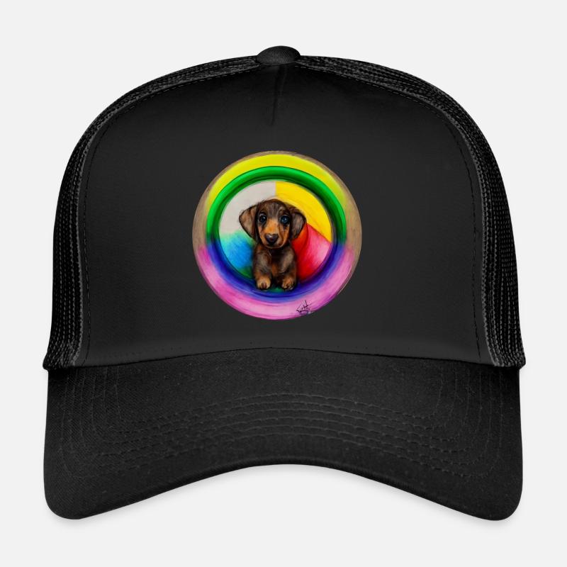 Rainbow Dog Dachshund - Trucker Cap - black/black