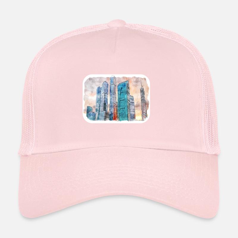 Moscou Russie Aquarelle Sketch Illustration Casquette trucker 