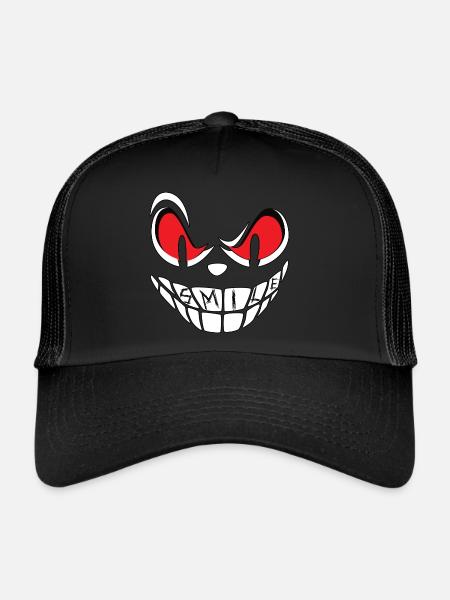 Visage souriant - Casquette trucker  - noir/noir - Devant
