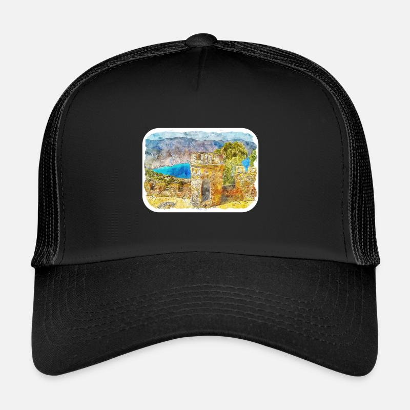Carthagène Colombie Aquarelle Esquisse Dessinée Illustr Casquette trucker 