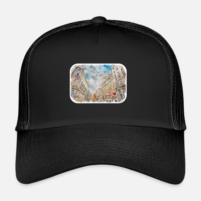 Barcelone Espagne Aquarelle Esquisse Dessin Dessiné Casquette trucker 