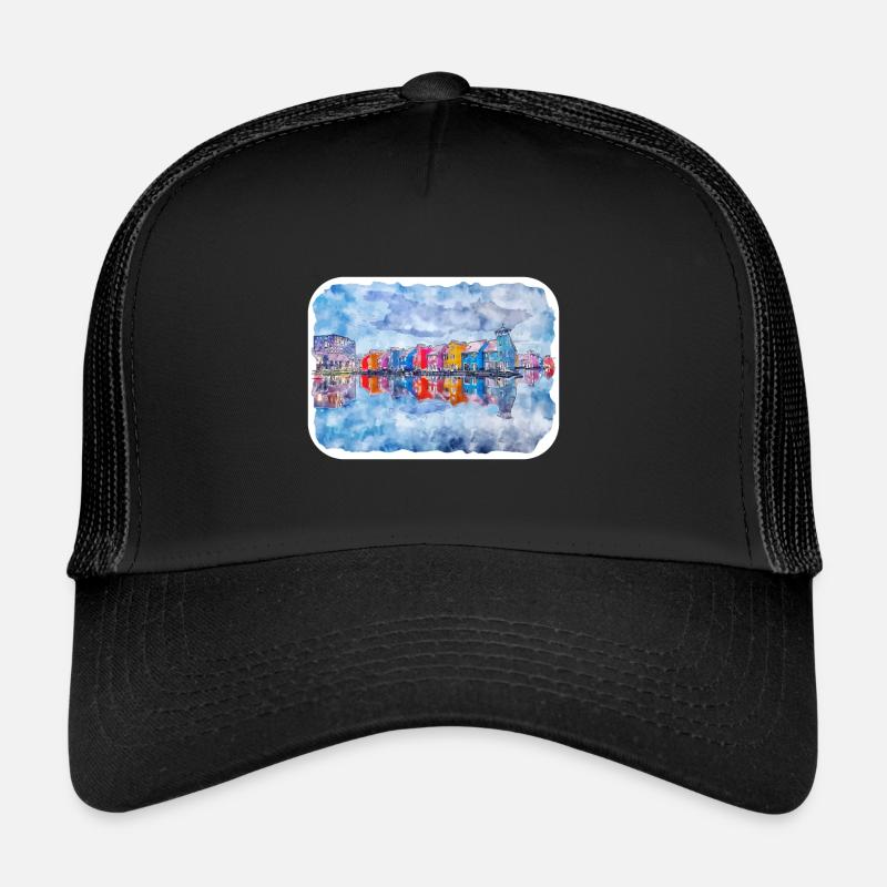 Pays-Bas Aquarelle Esquisse Dessinée Illustration Casquette trucker 