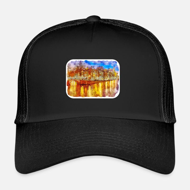 Pays-Bas Aquarelle Esquisse Dessinée Illustration Casquette trucker 