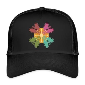 4x Fruit flies on an orange - Trucker Cap - black/black - Front
