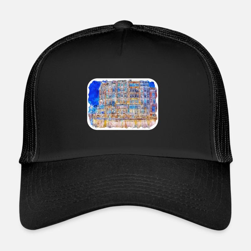 Pays-Bas Aquarelle Esquisse Dessinée Illustration Casquette trucker 