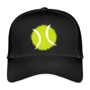 Dessin au pinceau de conception de padel et de balle de tennis - Casquette trucker  - noir/noir - Devant