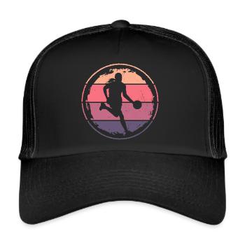 Retro Basketball Player Basketball Player - Trucker Cap - black/black - Front
